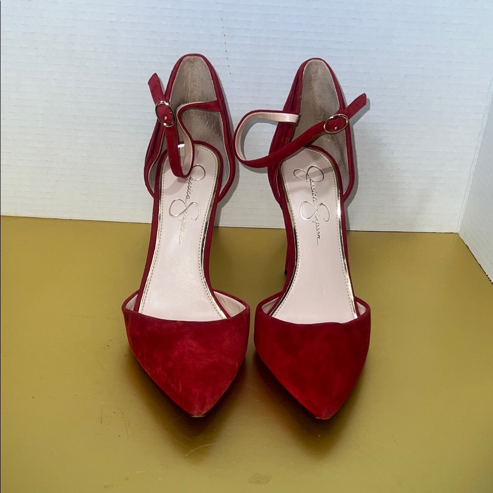 Jessica Simpson Red Suede Heels - Picture 2 of 8